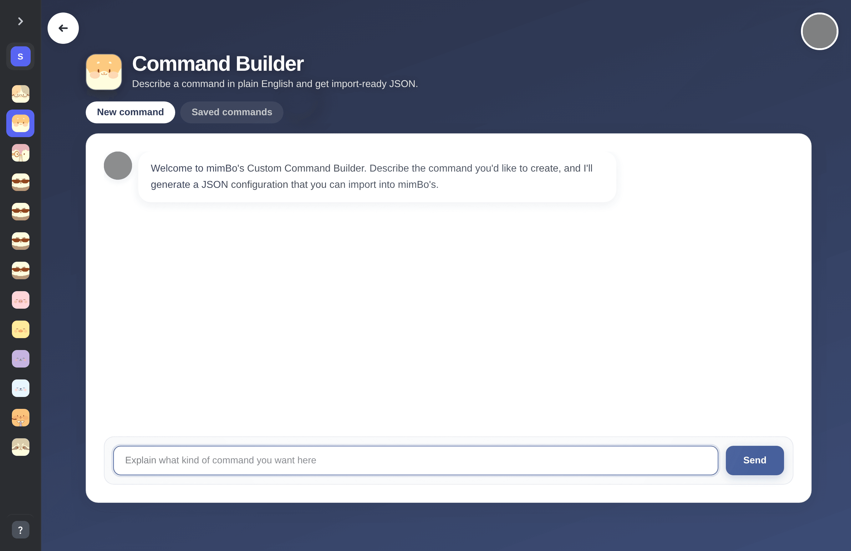 The mimBo command builder