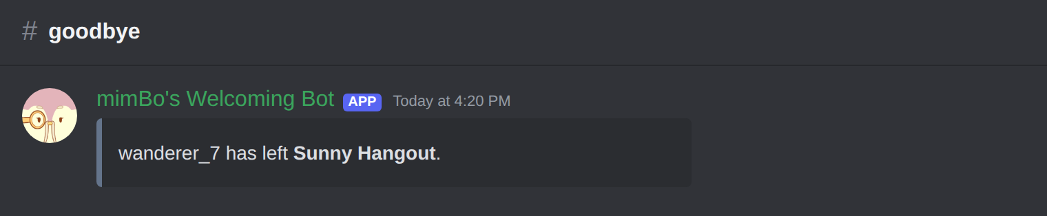 Goodbye message in Discord