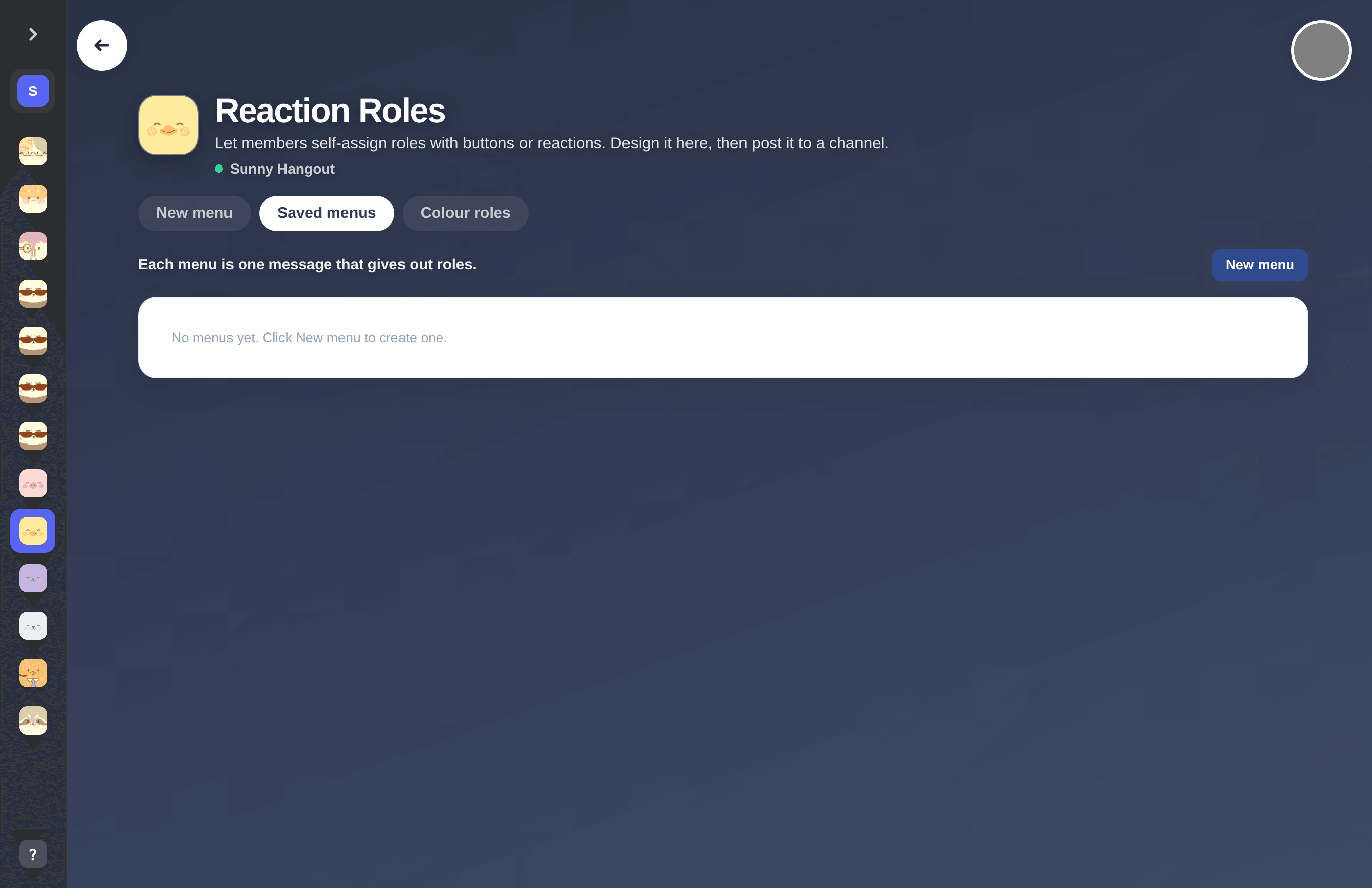 Reaction roles editor in the mimBo portal